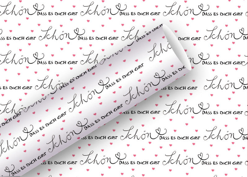 Braun + Company Geschenkpapier – Schön, dass es dich gibt – gestrichenes Papier, 80 g/m² – 700 × 2000 mm