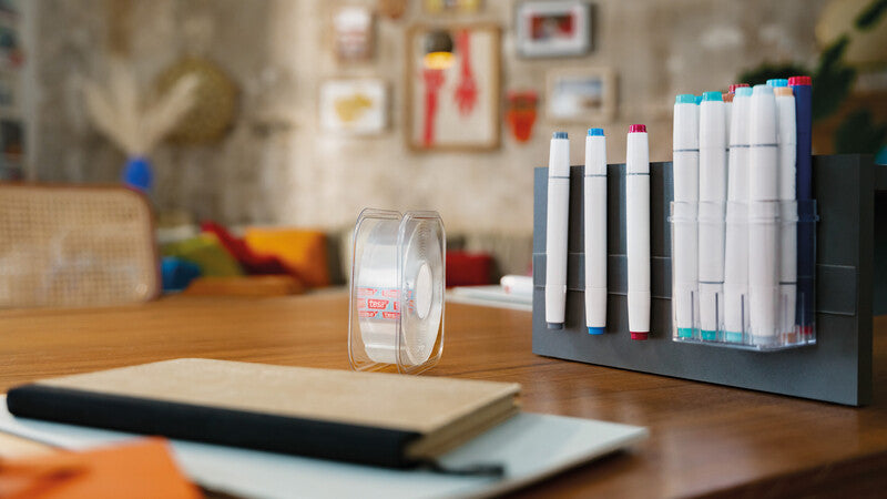 TESA Doppelseitiges Klebeband – 30 mm × 1 m, transparent, Kunststoff, wiederablösbar, wiederverwendbar