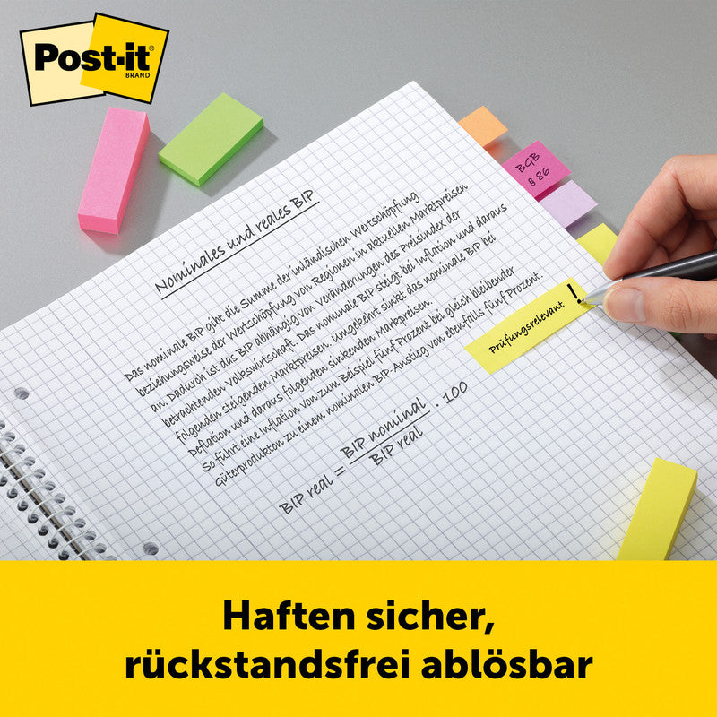Post-it Seitenmarker – 12,7×44,4 mm – sortiert, 50 Stück, recyclingfähig