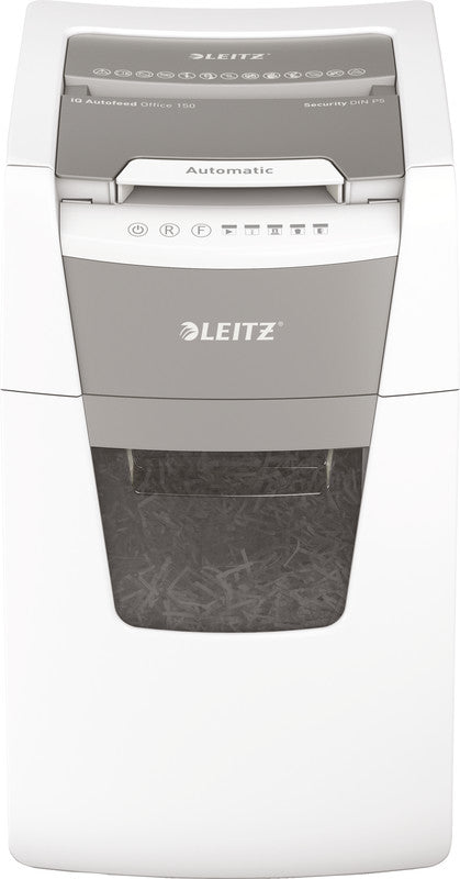 Leitz IQ Autofeed Office – Aktenvernichter mit Autofeed 150 Blatt, DIN P-5, Mikroschnitt 2 × 15 mm, 44 l