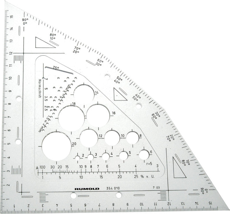 Rumold Wandtafel-Winkel 15°, 30°, 45°, 60°, 90° – 16 × 16 cm, Kunststoff, Transparent, Stärke 1 mm