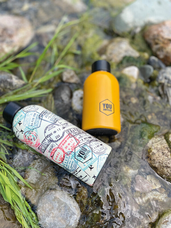 Youbottles Trinkflasche Dual – 5 dl – Edelstahl, isoliert, Schraubverschluss – Street Art World Travel