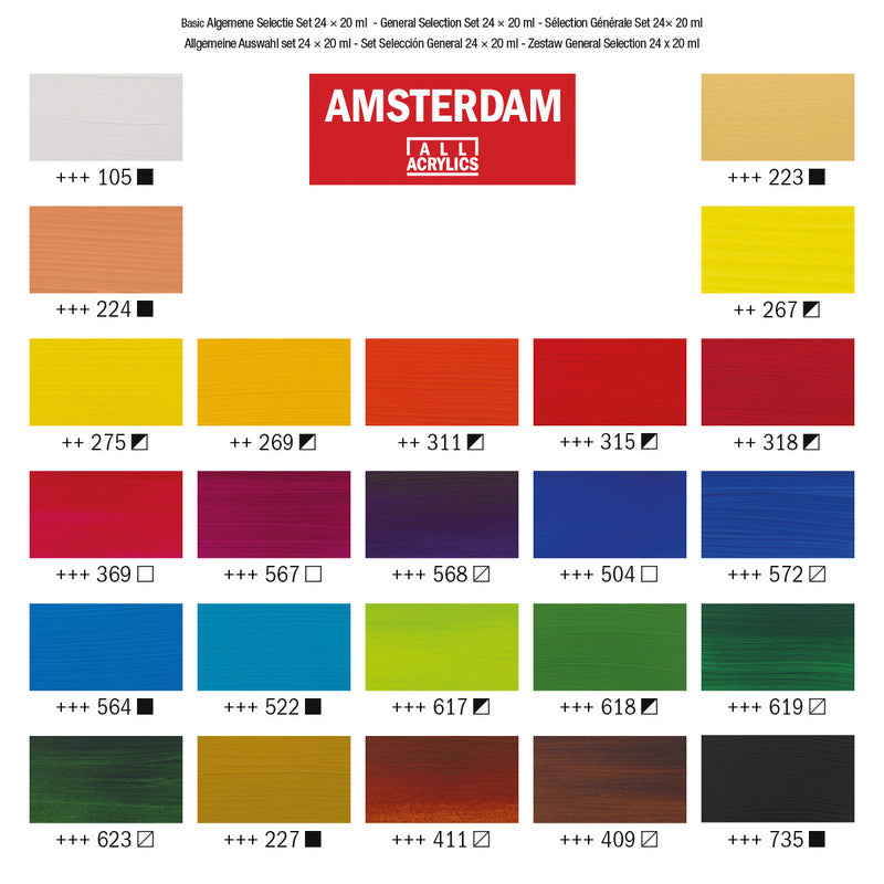 Royal Talens Amsterdam – Acryl Standard – Acrylset – 24 Farben, 24 × 20 ml
