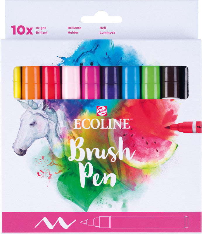 Talens ecoline Pinselstift – farbig sortiert, Kunststoff, 10er-Pack, wasservermalbar, geruchsarm