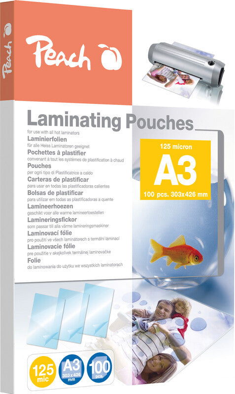 Peach Laminierfolien A3, glänzend – 125 µm, 303 × 426 mm, 100 Stk.