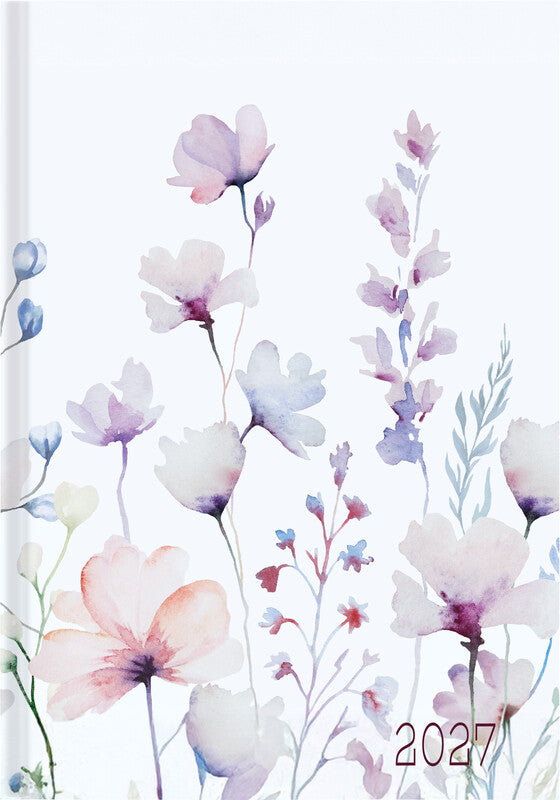 Biella Dispo Term Trend Agenda – 1 Woche/2 Seiten, gebunden, 14,5 × 20,5 cm, Jan–Dez, 2027, Wildflower, FSC