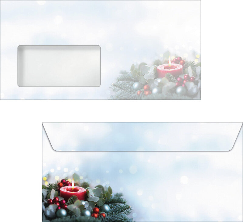 Sigel Weihnachts-Couvert C5/6, Candlelight Cheer, mehrfarbig, Nassklebung, 90 g/m², mit Innendruck – 50 Stk.