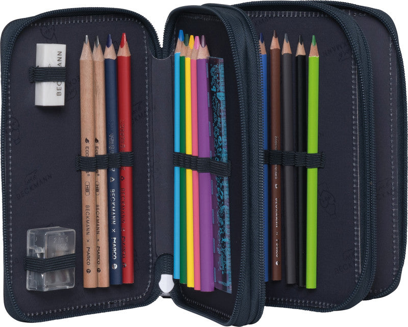 Beckmann Classic Etui Triple, gefüllt – Tech Rex – Kunststoff – 13 × 20,5 × 7 cm