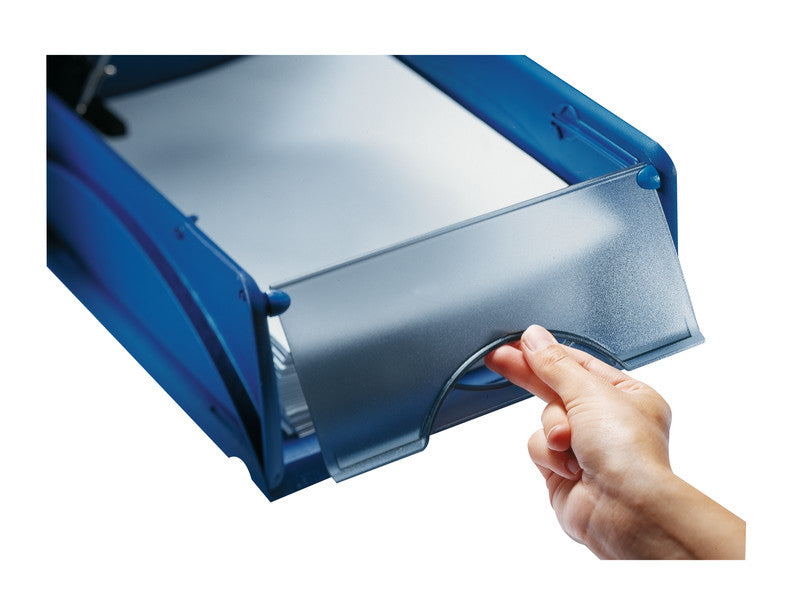 Leitz Stapelbarer Briefkorb mit Griffausschnitt, Beschriftungsfeld, Blau, B 285 × H 125 × T 385 mm