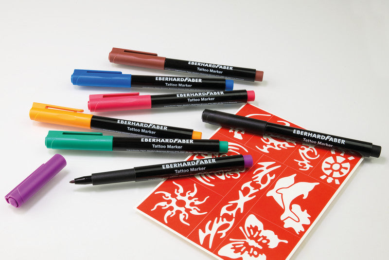Eberhard Faber Non-Permanent Marker Tattoo Marker – Rundspitze – Schwarz – 2er-Set – Wasserlöslich