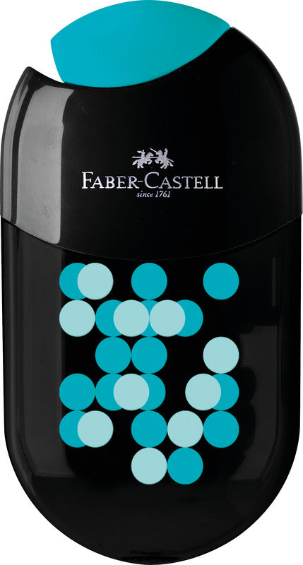 Faber-Castell Spitzer – manuell, 2-Loch, mit Behälter, für Blei- & Buntstifte 8 & 11 mm, Kunststoff