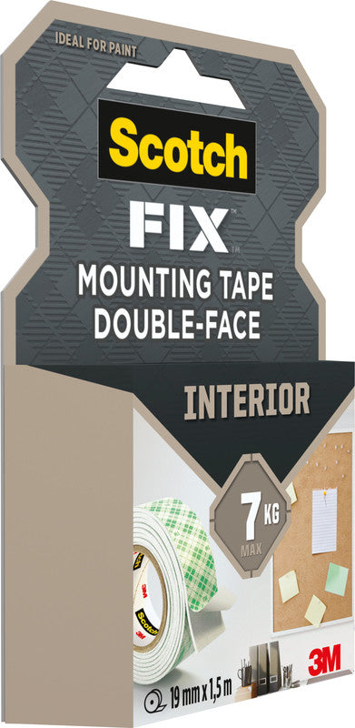 Scotch Montageband, stark, für den Innenbereich, für glatte Oberflächen – 19 mm × 1,5 m, weiss, bis 1 kg/22 cm