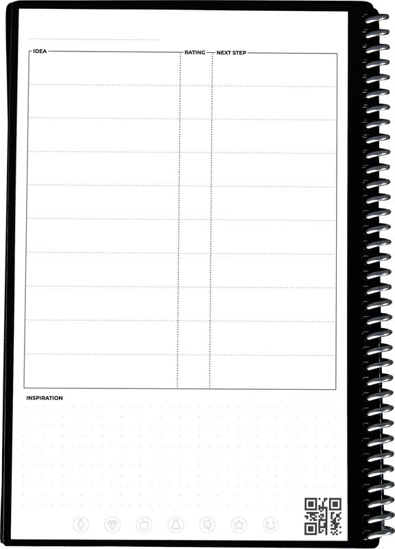 Rocketbook Spiralbuch, Spiralbindung, Hardcover, 42 Seiten, 90 g/m² – Schwarz, für Rocketbook App