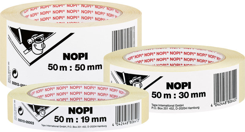 Nopi Krepp-Abdeckband – 19 mm × 50 m, beige, für Innenbereich