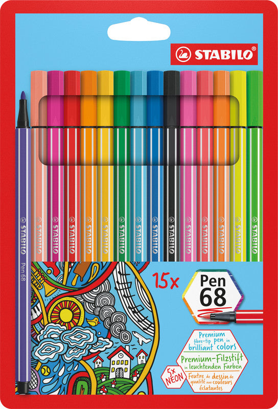 STABILO Fasermaler, Strichbreite 1 mm, 15 Farben