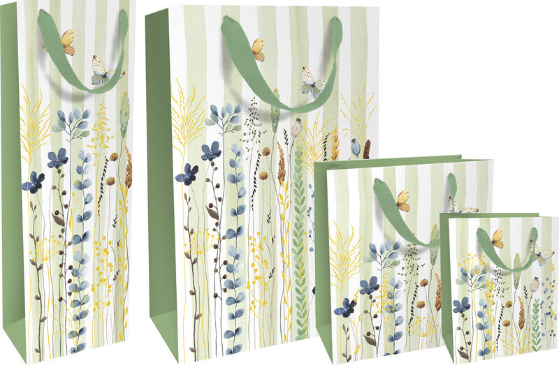 Braun + company Tragetasche – Flowers and Stripes – für Flaschen – 120 × 360 × 80 mm – Papier, matt