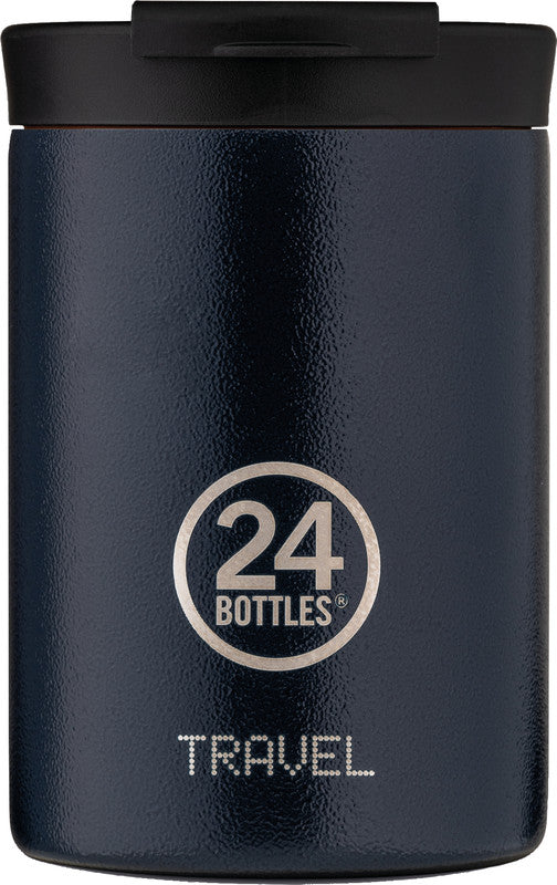 24Bottles Thermobecher Travel Tumbler – 3,5 dl – Edelstahl, isoliert, Sip&Go-Deckel – Dunkelblau
