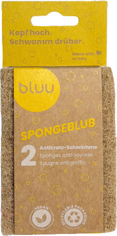 Bluu Schwamm Spongeblub – Naturfaser, Weiss, Vegan, für Küche und Bad, 2 Stk.