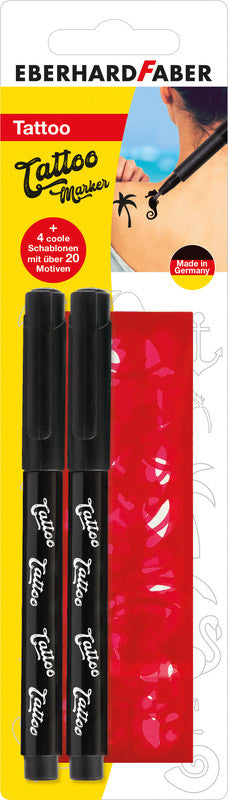 Eberhard Faber Non-Permanent Marker Tattoo Marker – Rundspitze – Schwarz – 2er-Set – Wasserlöslich