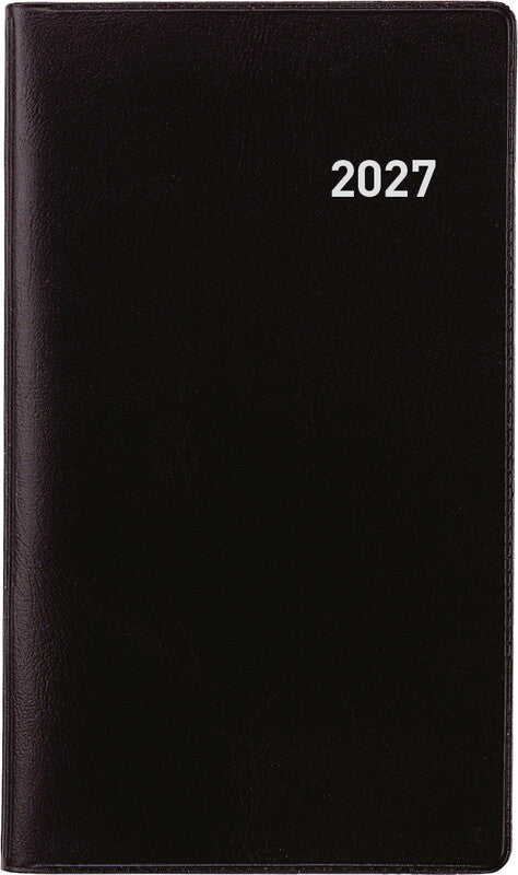 Biella Planer Paris Agenda – 1 Monat/2 Seiten, geheftet, 7,5 × 12,6 cm, 15 Monate Okt–Dez, schwarz, PEFC
