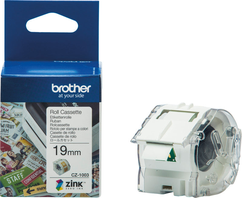 Brother Etiketten, 19 mm × 5 m, weiss, Papier, permanent, für VC-500W