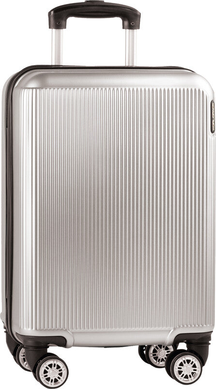 Worldpack Bergen Handgepäck-Trolley – 34 l, Hartschale, 4 Doppelrollen, Silber, 34,5 × 54 × 23 cm