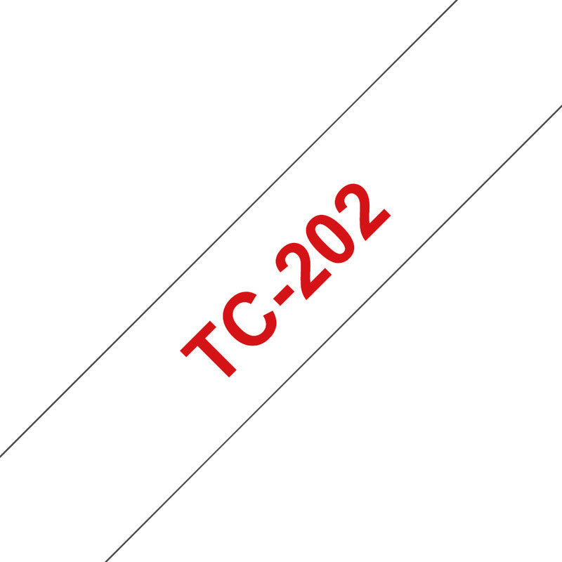 Brother Schriftband – 12 mm × 7,7 m, weiss, rot, laminiert