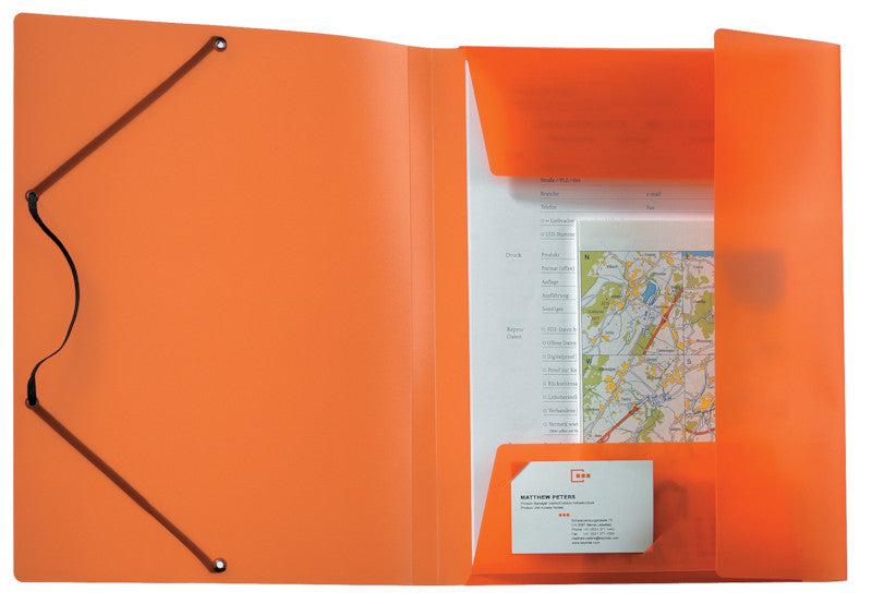 Kolma Sammelmappe für A4, Kunststoff, Orange, mit Gummizug