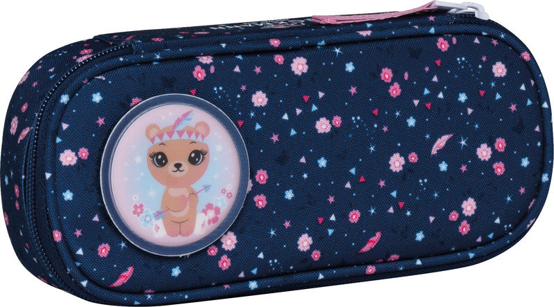Beckmann Classic Etui Schlamperetui, leer – Forest Deer Blau – Kunststoff – 22 × 5 × 10 cm