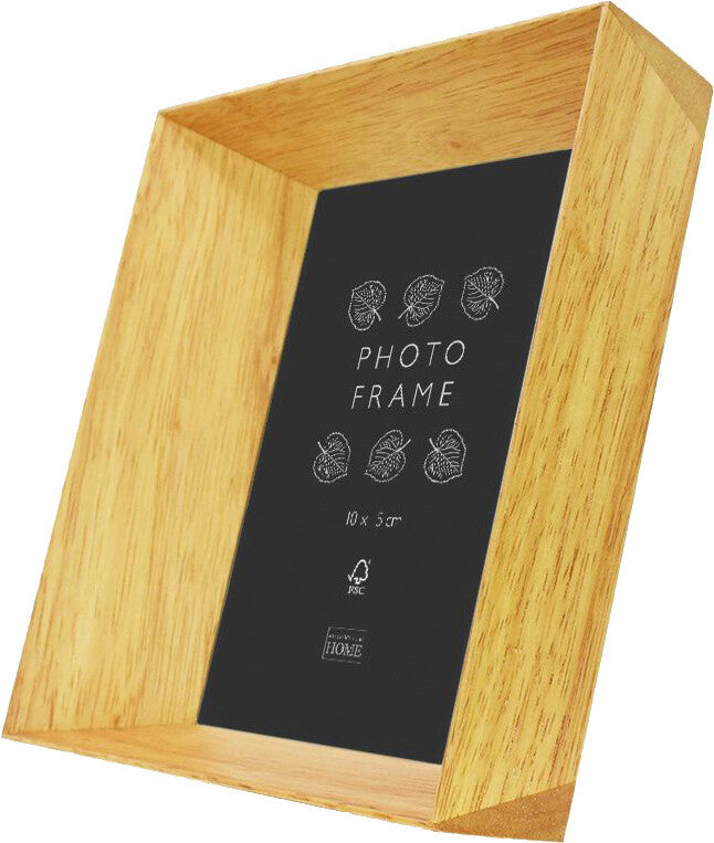 Eibert Bilderrahmen Cube, Holz, hellbraun, 16,5 × 17 cm, Format 10 × 15 cm, mit Aufsteller – Light