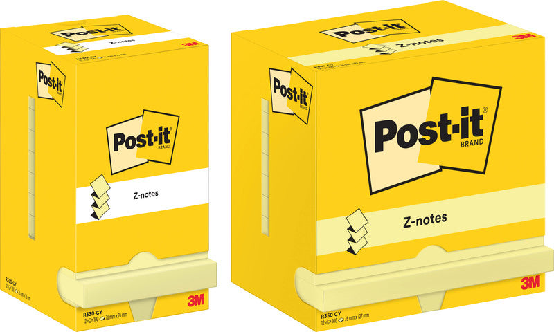 Post-it Haftnotizen – 76×76 mm – Gelb, 12×100 Blatt, Z-Faltung, Papier, PEFC