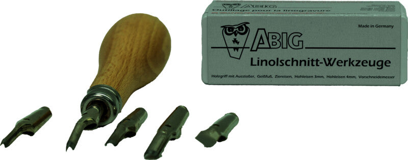 Abig Linolschnitt-Werkzeug – für Linolschnitt, Set, 7-teilig, Silber