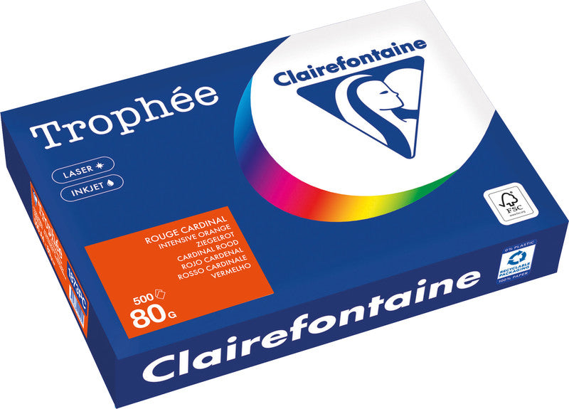 Clairefontaine Kopierpapier – A4, 80 g/m², ziegelrot – für Inkjet/Laser/Kopierer – FSC – 500 Blatt