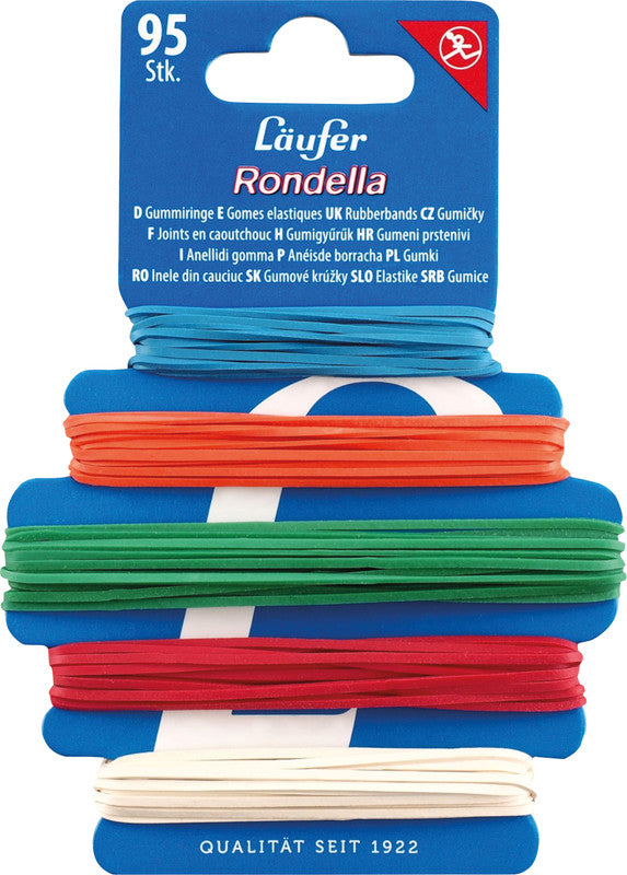 Laufer Läufer – Gummibänder – 60 × 60 mm, Ø 60 mm, farbig sortiert, Naturkautschuk, 40 g