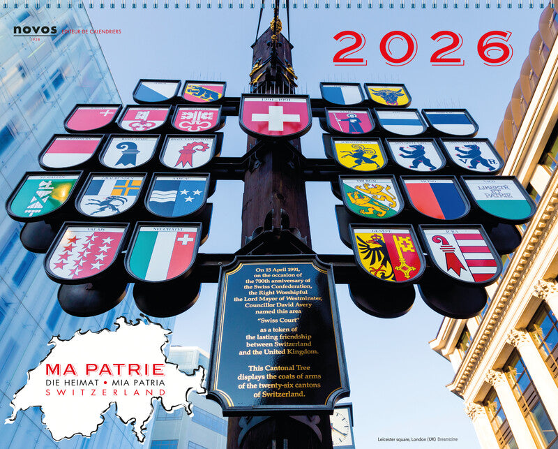 Novos Bildkalender Schweiz 2027 – 25,5 × 20,5 cm – 2 Wochen pro Blatt – Spiralbindung mit Aufhänger