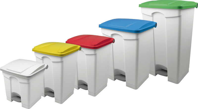 Helit Abfallcontainer – 45 l, mit Deckel, Kunststoff, weiss – B × H × T 410 × 600 × 400 mm