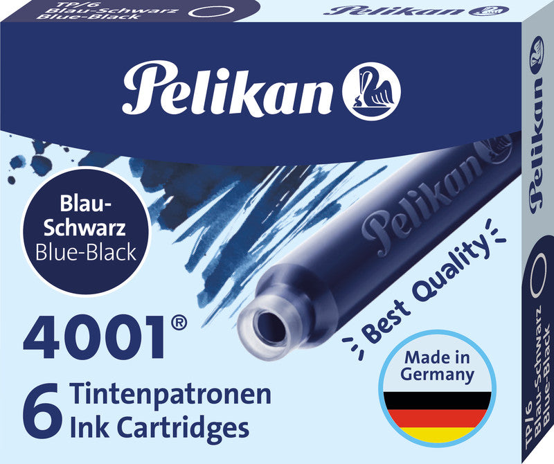 Pelikan Tintenpatronen 4001 – Blau-Schwarz, geruchsarm, 6 Stk.