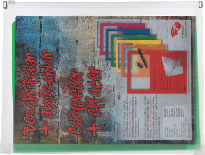 Kolma Sammelmappe für A4, Kunststoff, transparent, mit Zippverschluss