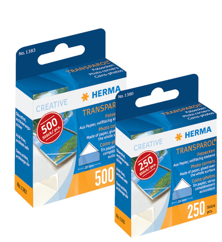 HERMA Transparol Fotoecken – permanent, transparent, lösemittelfrei, 250 Stk., für Fotos, Papier