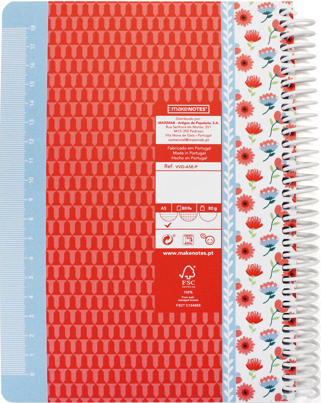 Makenotes Spiralheft – A5 – Liniert – 160 Seiten – 80 g/m² – Spiralbindung, Abgerundete Ecken, Mehrfarbig