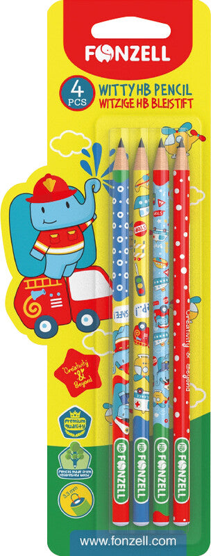Fonzell Bleistift, HB, Mine Ø 2,2 mm, farbig sortiert – 4er-Set