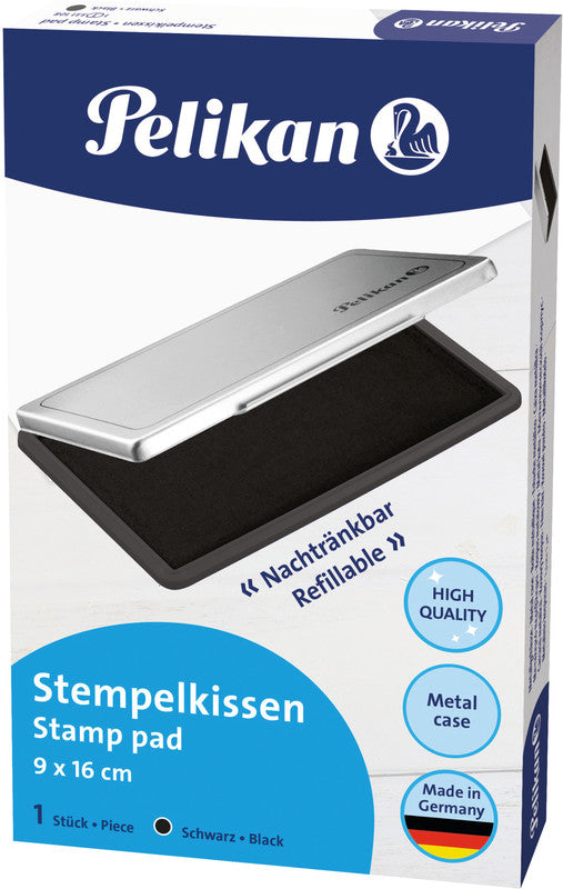 Pelikan Stempelkissen – Metall, 160 × 90 mm, Schwarz, getränkt