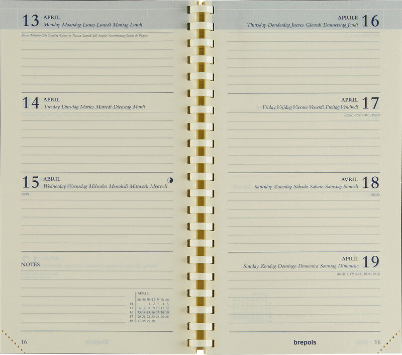 Brepols Interplan 736 Kalender-Einlage – 1 Woche/2 Seiten, 9 × 16 cm, 2026, FSC