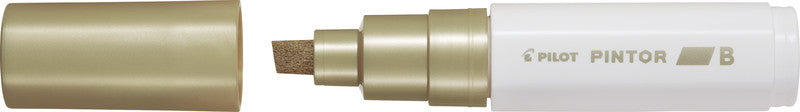 Pilot Pigment-Marker Pintor – Keilspitze 8 mm – Metallic Gold – Für dunkle Oberflächen geeignet