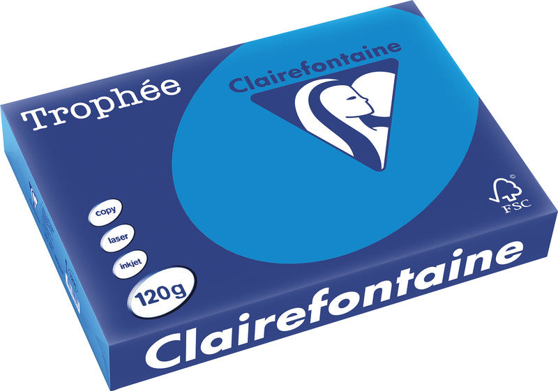 Clairefontaine Kopierpapier – A4, 120 g/m², Karibikblau – für Inkjet/Laser/Kopierer – FSC – 250 Blatt