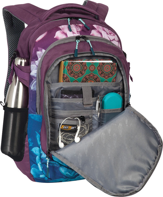 Bestway Evolution Air – Notebook-Rucksack – für 15"-Notebook, 22 l, Kunststoff, Graugrün/Rosa, Flower