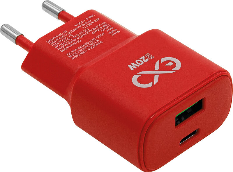 EXC Ladegerät – 20 W, 1× USB-C + 1× USB-A