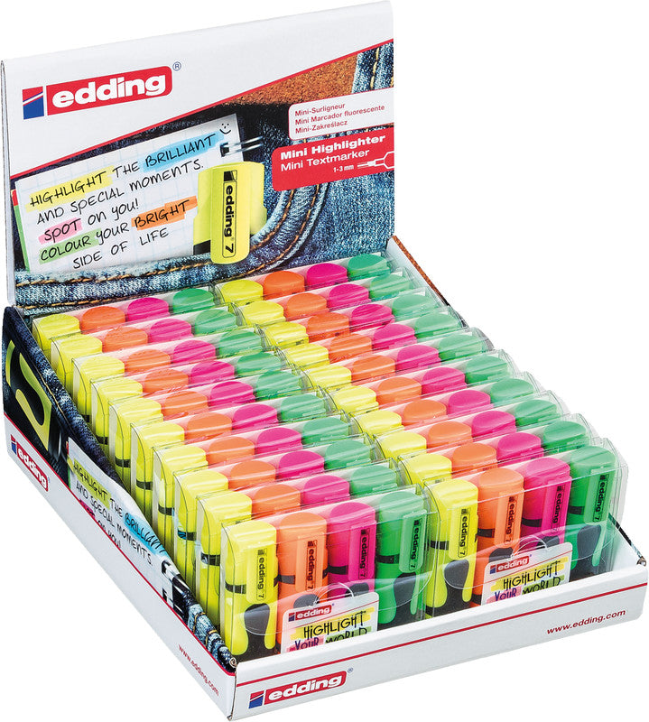 Edding Mini Textmarker Set 4 Neonfarben – Keilspitze, 1–3 mm