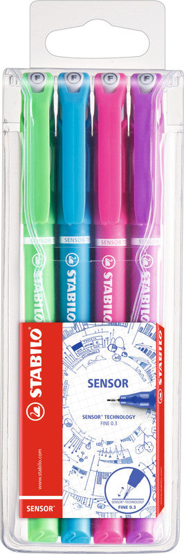 STABILO Sensor F – 4er-Set – 0,3 mm – sortiert