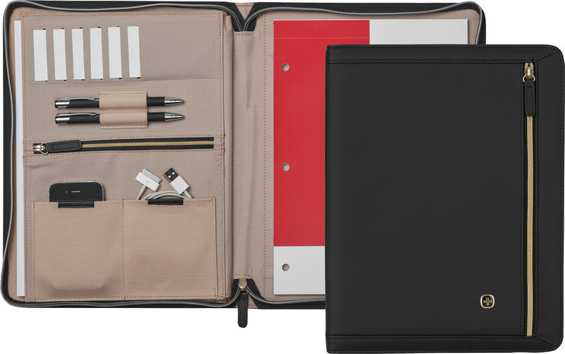 Wenger/SwissGear Wenger Konferenzmappe – A4, Reissverschluss, Visitenkartenfach, PU/PES, schwarz